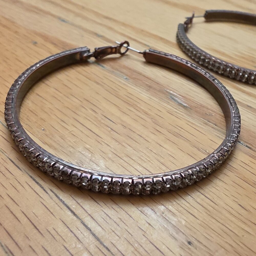 Etsy Silver Toned Oversized Rhinestone Hoops - Picture 7 of 16